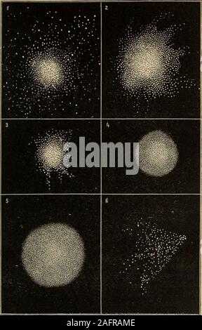 . Éléments de l'astronomie : accompagné de nombreuses illustrations, une représentation en couleur de l'énergie solaire, et les spectres stellaires, nébulaire, et les cartes de la céleste et du nord de l'hémisphère sud. nsist distincte de stars. Ce aresubdivided andGlobular en clusters Clusters ordinaire. Les grappes et les nébuleuses sont désignés par leur numéro dans le catalogswhich ont été faites par différents astronomes. L'mostimportant de ces catalogues sont ceux de Messier, Sir William Herschel, et Sir John Herschel. À propos de 5 400 nébuleuses ont été observés. 88. De l'Ordinaire Star-grappes, le ma Banque D'Images