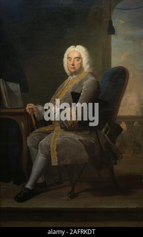 Georg Friedrich Händel (1685-1759). Le compositeur allemand, posteriormente nacionalizado inglés. Movimiento barroco. Retrato realizado por Thomas Hudson (1701-1779). Oleo sobre lienzo, signé en 1756. National Portrait Gallery. Londres, Angleterre. Banque D'Images