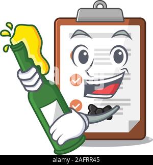 Presse-papiers Faites défiler avec bouteille de bière mascot cartoon style Illustration de Vecteur