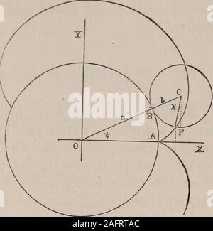 . An Elementary Treatise on le calcul différentiel fondé sur la méthode des fluxions ou tarifs. De l'espérance abrégée cycloïde. Des exemples. 1. Montrer que l'espérance abrégée de l'axe coupe la cycloïde x à angle droit, et, en général, que la ligne est perpendiculaire à la tangente au trochoid à la p. 2. Déterminer les points d'inflexion dans la cycloïde allongée. Showthat au point d'inflexion le rayon du cercle est la génération de tan-gent à la courbe. , B ib  = cos-1- . d . a de trouver -4 en termes de tj utiliser la méthode illustrée dans l'article 289. § XXXL] L'EPICYCLOID. 313 l'Epicycloid. 293. Lorsqu'un cercle, tan-ge Banque D'Images