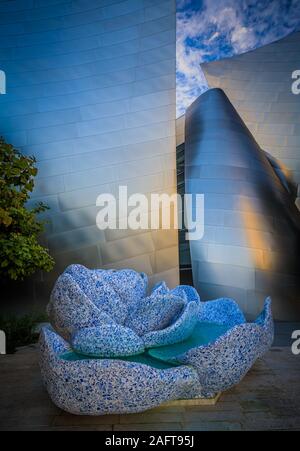 Le Walt Disney Concert Hall dans le centre-ville de Los Angeles, Californie. Banque D'Images