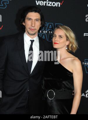 Hollywood, Californie, USA 16 décembre 2019 Adam Acteur et pilote épouse Joanne Tucker assister à Lucasfilm's première mondiale de 'Star Wars : La montée de Skywalker' le 16 décembre 2019 à Hollywood, Californie, USA. Photo de Barry King/Alamy Live News Banque D'Images