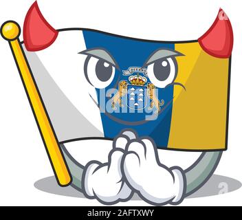 Devil personnage de canary island drapeau conception de défilement Illustration de Vecteur