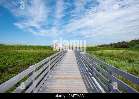 Passerelle en bois sur dune sentier, Sentier des dunes de Greenwich, Prince Edward Island, Canada Banque D'Images