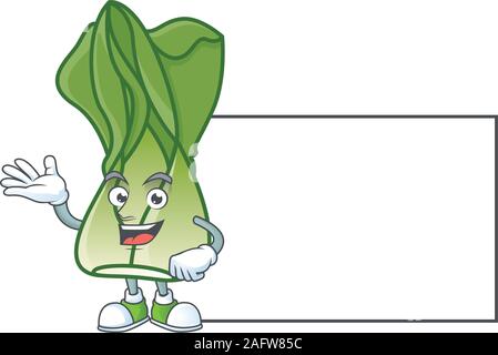 Le bok choy avec tableau blanc style de caractère de dessin animé Illustration de Vecteur