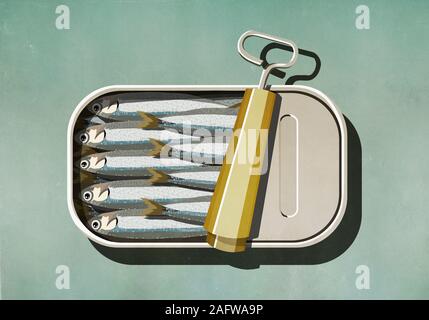 Peut ouvrir de sardines Banque D'Images
