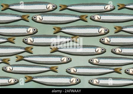 Arrière-plan de sardines Banque D'Images