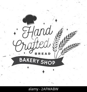 Bakery Shop. Vecteur. Concept pour le badge, shirt, étiquette, d'impression, de timbres ou de pièce en t. Typographie design avec chef hat, texte, les épis de blé d'ossature. Modèle pour les objets d'identité restaurant, l'emballage et menu Illustration de Vecteur