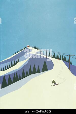 En ordre décroissant montagne Ski slope Banque D'Images