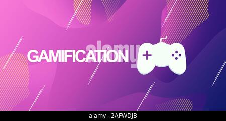 Manette avec Gamification texte sur fond violet Banque D'Images