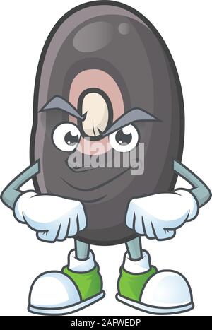 Les haricots noirs mascot cartoon character style avec visage souriant Illustration de Vecteur