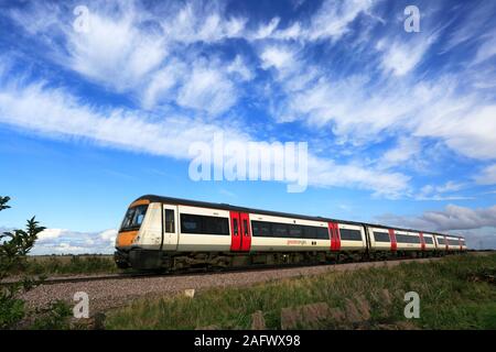 Une plus grande Anglia train, 170 202 Turbostar, Whittlesey town, Fenland, Cambridgeshire, Angleterre Banque D'Images