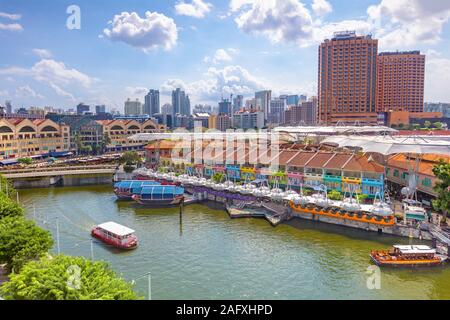 Vue aérienne de Clarke Quay à Singapour Banque D'Images