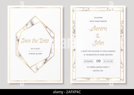 Collection d'invitation de mariage avec save the date card vector modèles. Illustration de Vecteur