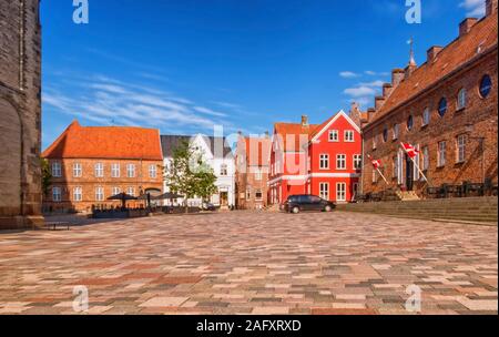 Notre Dame Maria place de la cathédrale de Ribe, Danemark Banque D'Images