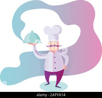 Illustration d'une télévision Funny Chef italien présentant sa spécialité de la maison Illustration de Vecteur