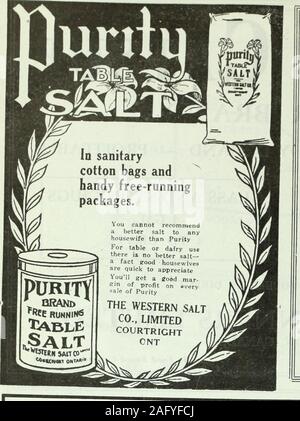 . Canadian Grocer Janvier-mars 1919. de la création d'organisations.Nous avons grandi avec l'Ouest - c'est le progrès. Vos produits besoin d'en- introduction c'est la vente. Mettons-nous ensemble. TEES & ReginaMoose JawCalgary PERSSE, LIMITED Winnipeg Edmonton Saskatoon Ft. 28 mars 1919 William, Canadian Grocer-Agents manufacturiers l'article 41 de ketchup aux tomates AYLMER MARQUE UNE GAMME POPULAIRE - demande régulière rentable de bouteilles en verre de 8 oz. 12 oz. 17 oz.2 DOUZAINE DE CAS DU VERRE ET DE LA PIERRE À 1 GAL.4 À L'INTERMÉDIAIRE DE VOTRE CAISSE JOBBER OU DIRECT DOMINION CANNERS LIMITED HAMILTON, CANADA Canada la licence de l'Office alimentaire N o. La farine de riz 14-12 H Banque D'Images