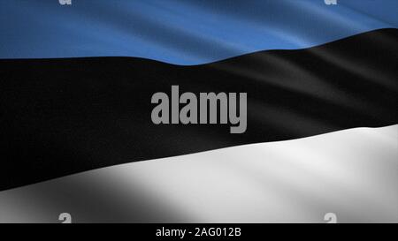 Pavillon de l'Estonie. Waving Flag réaliste illustration de rendu 3D avec texture tissu très détaillées. Banque D'Images