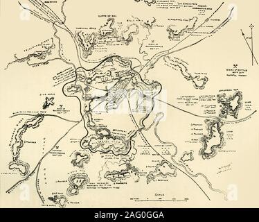 Le "Plan de Ladysmith et chronique des événements', 1900. Le siège de Ladysmith dans la Deuxième Guerre des Boers, a eu lieu entre le 2 novembre 1899 et 28 février 1900 de "l'Afrique du Sud et le Transvaal War, Vol. III", par Louis Creswicke. [T. C. &AMP ; E. C. Jack, Édimbourg, 1900] Banque D'Images