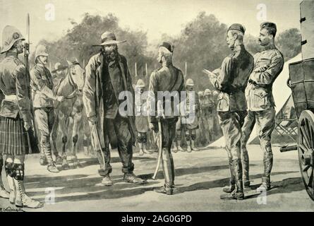 "Majuba Day" - Cronje renonce à Lord Roberts à Paardeberg", 1900. L'abandon de Piet Cronje aux Britanniques après la bataille de Paardeberg le 27 février 1900 - auparavant un Boer célébration de la République sud-africaine. À partir de "l'Afrique du Sud et le Transvaal War, Vol. IV", par Louis Creswicke. [T. C. &AMP ; E. C. Jack, Édimbourg, 1900] Banque D'Images