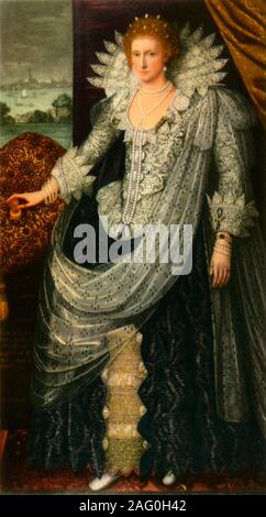 "Mary Sidney, comtesse de Pembroke', c1600, (1942). Portrait d'auteur, dramaturge et poète Mary Sidney Herbert (1561-1621), un des premiers Français à réaliser une réputation pour sa poésie et patronage littéraire. Après une peinture à l'huile faites à la fin 16ème-début du 17e siècle. À partir de l'anglais "femmes", par Edith Sitwell. [Collins, Londres, 1942] Banque D'Images