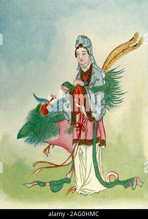 'Hsi Wang Mu', 1922. Hsi Wang Mu l'un des plus anciens et puissants déesses dans le panthéon chinois ont une fois été un démon sauvage, le plus souvent associé avec le taoïsme. À partir de "mythes et légendes de la Chine", par E. T. C. Werner. [George G. Harrap & Co., Ltd., Londres, Calcutta, Sydney, 1922] Banque D'Images