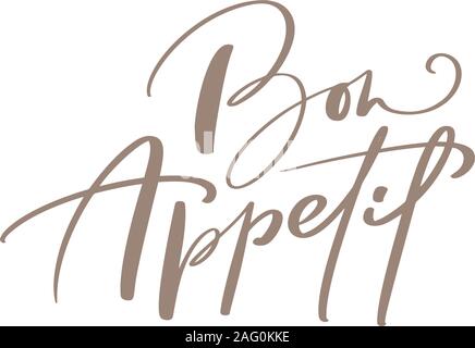 Bon appétit Vector hand drawn text calligraphiés. Les médias sociaux, les applications mobiles. Signe, Blogging, modèle de conception design tendance moderne Illustration de Vecteur