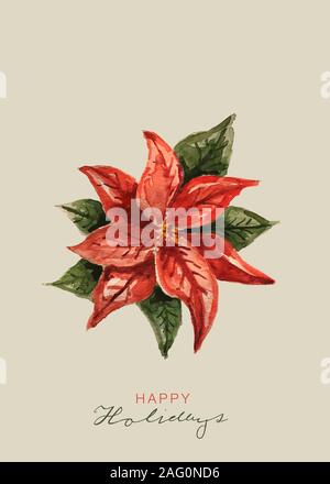 Carte Chrismtas aquarelle Collection. Éléments de Noël et typographie. Vector Illustration. Banque D'Images