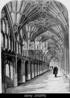 . Old English bibliothèques ; l'élaboration, la collecte et l'utilisation de livres au moyen âge. ontriv carrells-ances appelé pour le confort des moines. atstudy* Ces niches se trouvent à Worcester andGloucester ; vestiges de certains se présentent à l'extrémité sud de thewest à pied du cloître à Chester, et d'autres ont été détruits dans le sud à pied.* à la cathédrale de Gloucester, qui était autrefois l'abbaye bénédictine de Saint Pierre,sont vingt belles carrells au sud du cloître. Theyproject au-dessous de la fenêtre principale, deux dans chaque, et arearched crénelé, avec des tops ou des corniches. Sauf pourles petites d Banque D'Images