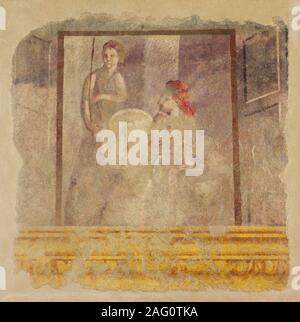 Fragment de peinture murale du mur nord de la salle H de la Villa de P. Fannius Synistor à Boscoreale, ca. 50-40 av. Banque D'Images