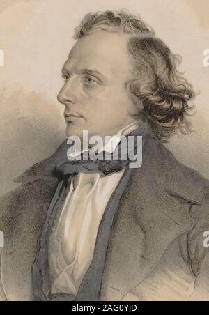 Portrait du pianiste et compositeur Henry Litolff (1818-1891) , 1849. Collection privée. Banque D'Images