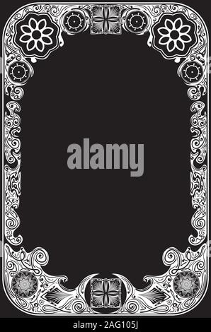 Floral frame décoratifs dans le style rétro, illustration inspirée de l'art nouveau. Illustration de Vecteur