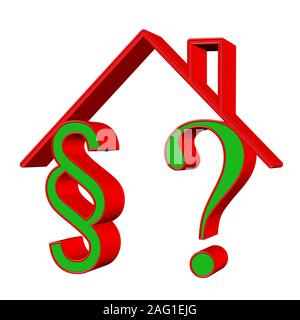 Les droits du locataire, la réglementation de la construction, symbolique, 3d illustration Banque D'Images