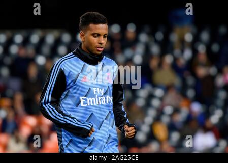 VALENCIA, Espagne - 15 déc : Rodrygo va joue en La Liga match entre Valence CF et Real Madrid CF à la Mestalla Stadium le 15 décembre 2019 Banque D'Images