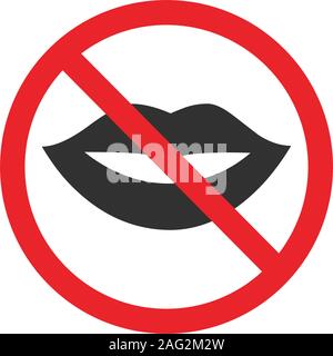Garder le silence signe Symbole, signe d'interdiction rouge. Symbole d'arrêt. Arrêter de parler. Stock Vector illustration isolé sur fond blanc. Illustration de Vecteur