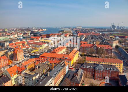 Panorama aérien pittoresque dans la matinée à Copenhague Banque D'Images