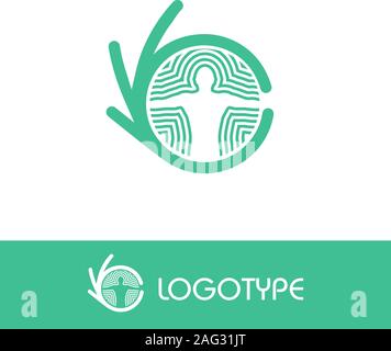 Abstract green logo vector isolés. Homme à l'intérieur du cercle im Illustration de Vecteur