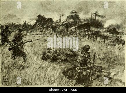 . L'hebdomadaire de l'American Legion [Volume 1, no 10 (5 septembre 1919)]. La grenade à main (une grenade à main a beenthrown doorwayof grâce à l'abri dans le midstof une partie des Allemands. D Anincident {hors la ville de nettoyage hi.). Les réservoirs à Seichprey 22 L'hebdomadaire de l'American Legion Banque D'Images