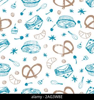 Les gâteaux et les pâtisseries blanc vecteur seamless background de répétition 02. Idéal pour scrapbooking, tissu et papier peint des projets. Illustration de Vecteur
