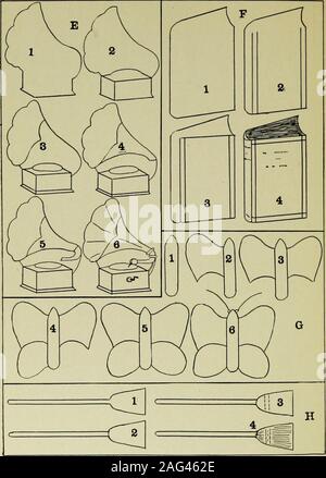 . Manuel des méthodes d'examen mental. Fig. 26. Les chiffres pour l'Heilbronner test. Un moulin à vent, ; B, lampe, C,téléphone ; D, crayon. 88 méthodes d'examen mental. Fig. 27. Les chiffres pour l'Heilbronner test. E, graphophone ; F, G ; livre ; papillon,H, balai. deuxième photo un angle obtus placés au centre des cercles.Dans la troisième illustration douze points sont réalisés à l'intérieur- ATTENTION, l'appréhension, de perception 89 Banque D'Images