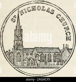 . Opérations du Bristol et Gloucestershire Archaeological Society. Fig. 9. Glofcester jetons. 143 3. ST. NICHOLAS CHURCH  = Yiew de l'Eglise, avec l'il spirebefore {a été raccourci fig. 10).. Fig. 10. 4. (0) ST. Johns church.  = Vue de l'Église. 5. (O) ST. MARY DE CRYPTE ET LES ÉCOLES.  = Yiew de l'Église. 6. (0) ST. Michaels church.  = Vue de l'Église. 7. (C) ST. MARY DE LODE.  = Vue de l'Église. 8. (0) La nouvelle prison de comté.  = Vue de la prison. 9. (0) ST. Bartholomews hospital, reconstruit ]789.  = Voir d'theHospital. 10. blanc frères.  = Vue sur le bâtiment. L'inverse de ce Banque D'Images