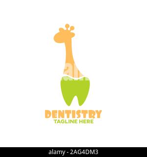 La dentisterie moderne les enfants et le logo girafe. Vector illustration. Illustration de Vecteur