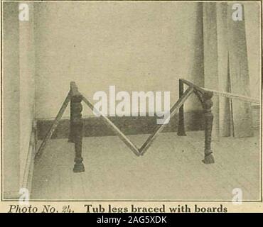 . Instructions pour l'installation de systèmes de plomberie moderne. fin du nickel sur le pipeextending drain en T en haut du sol. Serrer les écrous de raccord à trois upthe le tuyau de trop-plein, le tuyau de la crépine et le tuyau dans le sol.Puis fixer les tuyaux d'alimentation à l'faucetswith les écrous, et la baignoire est terminée. L'installation de la cuve à lessive notre description est pour la baignoire dans InstallationNo. 1, à la page 3. Les principes de l'thisinstallation sont corrects pour une cuve à lessive. La première chose à faire est de visser le tubtrap dans le raccord en t de drainage que nous assumehas déjà été installé pour prendre careo Banque D'Images