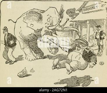 . Peck's bad boy avec le cirque [microforme]. en elle et s'assit sur abale de foin pour regarder Bolivar. C'était l'un ofthose journées chaudes, et Bolivar se leva et transpirant,*tombantes et qui souhaitent le spectacle a inAlaska, et pa a été genre de sommeil, comme tout le corps dans le spectacle, quand soudainement que elephantwhooped, et swatted Jeanette, sa femme, acouple de fois, et elle cria, pitoyable et paput le crochet en bolivars masquer et a donné une secousse, et lui a dit de taire ce bruit, mais Bolivarjust campšrent élevés et s'rightthrough le côté de la ménagerie tente, andseemed à dire aux autres animaux : ComeDn, boy Banque D'Images