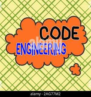Note d'écriture et Code de l'ingénierie. Concept d'affaires pour l'application de l'ingénierie pour le développement de logiciels de la patte en forme irrégulière asymétrique Banque D'Images