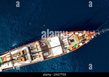 Samata Luxury Liveaboard à bord du bateau Phinisi, Raja Ampat, Indonésie Banque D'Images