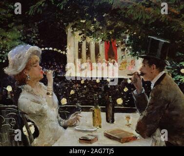 D&# xee;ner aux Ambassadeurs, ch. 1880. On trouve dans la collection de mus&# xe9;e Carnavalet, Paris. Banque D'Images