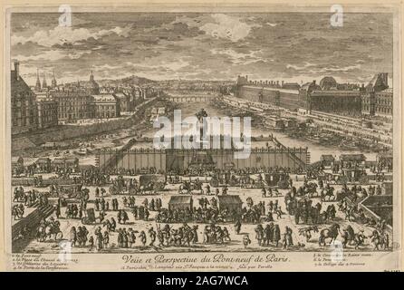 Vue sur le Pont Neuf à Paris, deuxième moitié du 17ème siècle. On trouve dans la collection de Biblioth&# xe8;que Nationale de France. Banque D'Images