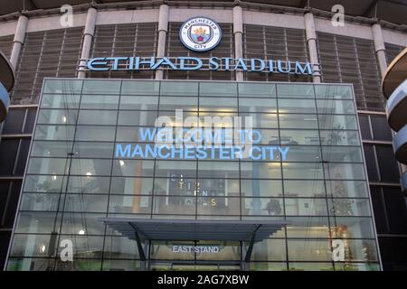 Le stade Etihad East Stand à Manchester en Angleterre 2019 Banque D'Images