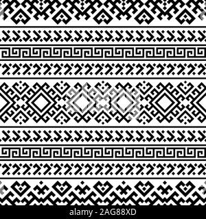 Fond de texture de motif de pique-nique sans couture en noir et blanc. MOTIF AZTÈQUE tribal BW Illustration de Vecteur